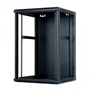 Rack START.LAN wall-mounting cabinet 19-- 18U 600x450mm black (glass front door)