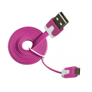 VAKOSS Micro USB Cabel 2.0 A-B M/M 1m,Transferul şi încărcare, cablu plat, roz