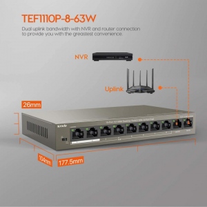 Switch Tenda TEF1110P-8-63W 8 Ports POE 10/100/1000 Mbps