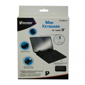 VAKOSS CarcasÄƒ pentru tabletÄƒ 8 --cu tastaturÄƒ TK-550UK, micro USB, negru