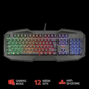 Tastatura Cu Fir Trust GXT 830-RW Avonn Gaming, Iluminata, Led Multicolor, Black