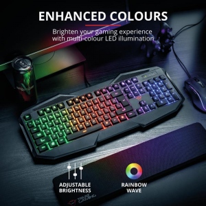 Tastatura Cu Fir Trust GXT 830-RW-C Avonn, Iluminata, Led Multicolor, Camo