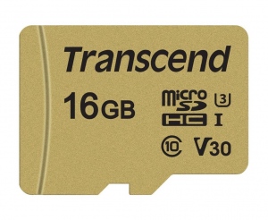Card De Memorie Transcend 16GB Class 10 + Adapter, Gold