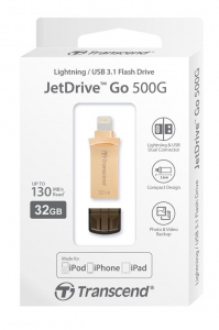 Memorie USB Transcend 32GB for iOS device, JetDrive Go 500, Gold