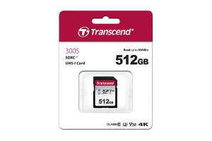 Card De Memorie Transcend SDXC SDC300S 512GB CL10 UHS-I U3 Up to 95MB/S