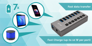 i-tec USB 3.0 Charging HUB 7port with Power Adapter 36W 7x USB 3.0 charging port