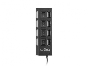 Natec UGO HUB 4-Port MAIPO USB 2.0, on/off, black