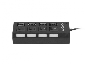 Natec UGO HUB 4-Port MAIPO USB 2.0, on/off, black