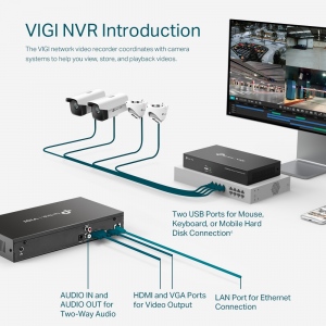 NVR TP-Link VIGI, 8 canale,  capacitate max 10 TB, porturi HDMI | VGA | Retea RJ45 | 2 x USB 2.0, 