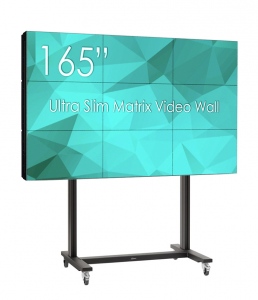 Solutie VideoWall 3x3 cu suport Vogel-s 3x3 cu baza mobila si 9 Display-uri SWEDX UMX-55K8