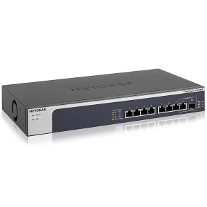 Switch NETGEAR XS508M-100EUS 8-Port 10-Gigabit/Multi-Gigabit Ethernet Unmanaged Switch with 1 SFP+ Ports, Desktop and Rackmount - Black/Grey